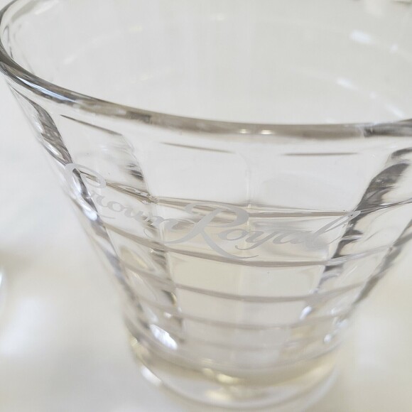 Crown Royal Whiskey Glass Low Ball Rocks Round Bottom Glass Etched Logo Set of 2 - Picture 2 of 6